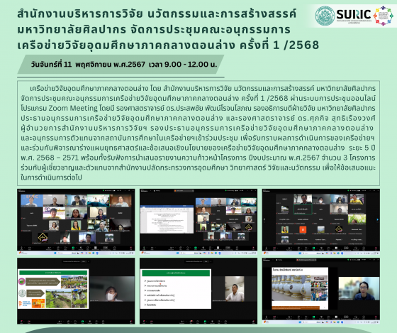 การประชุมคณะอนุกรรมการเครือข่ายวิจัยอุดมศึกษาภาคกลางตอนล่าง ครั้งที่ 1 :2568